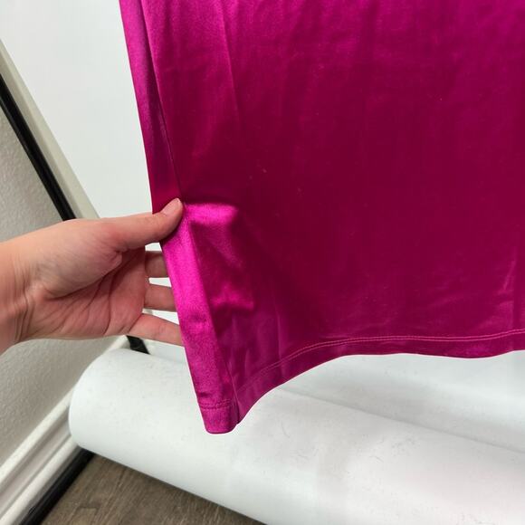 Lulus Off to the Ball Magenta Satin Long Sleeve Maxi Dress NWT - Picture 13 of 13